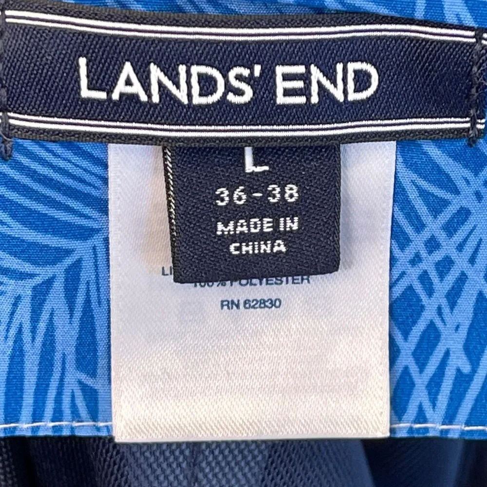 Lands End | Geo Botanical Print Elastic Drawstring Waist Mesh Lined Swim Shorts